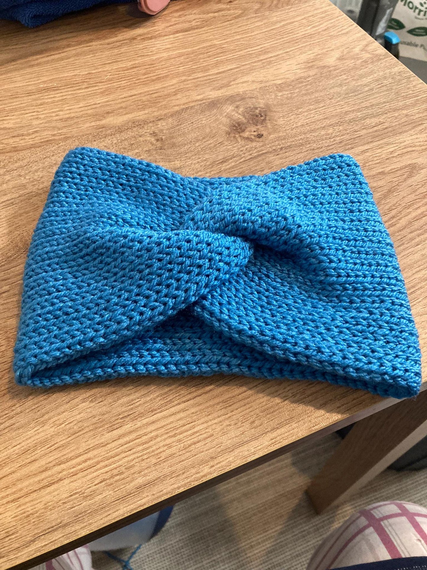 knitted headband, wide knitted ear warmer, twisted headband made with aran wool